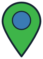 A green location marker indicating the starting postcode